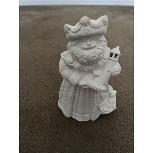 Seashell Santa w/ Lighthouse& Sailboat Unpainted Ceramic Bisque - Picture 7 of 10